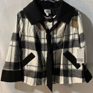 NWT XS 2 Unique Vintage Black & White Plaid Check “Ahoy There!” Swing Coat